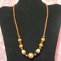 Orange Acrylic & Wood Necklace