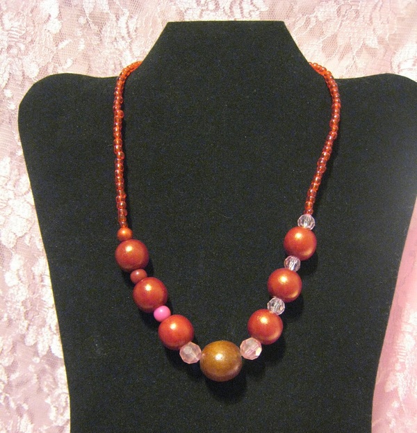 Red Acrylic & Wood Necklace