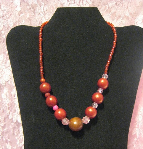 Red Acrylic & Wood Necklace