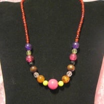 Watermelon Acrylic & Wood Necklace