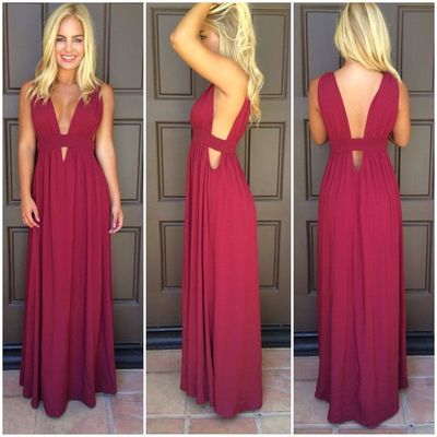 Burgundy bridesmaid dresses, cheap bridesmaid dress, chiffon bridesmaid dress, sexy bridesmaid dresses,cheap long prom dress - Thumbnail 4