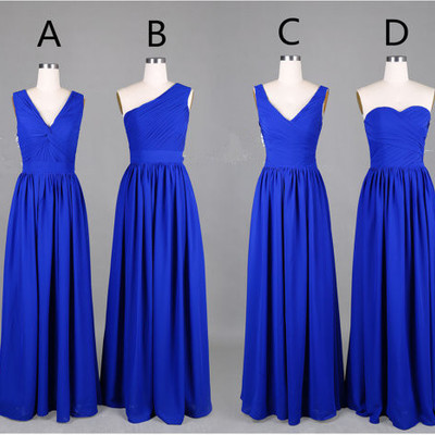 Simple royal blue bridesmaid dresses,chiffon bridesmaid dresses,2017 bridesmaid dress - Thumbnail 4
