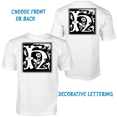 Decorative vinyl lettering cotton t-shirt custom made with an initial