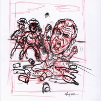 #36 Melt Gibson Original Ink Art & Rough Sketch - 2007 Topps Hollywood Zombies - Thumbnail 2