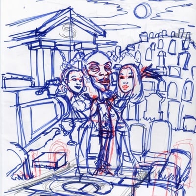 #38 snoop digg original ink & thumbnail art (b) - 2007 topps hollywood zombies