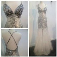 White mermaid long prom dress,white evening dress - Thumbnail 1