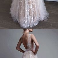 Lace prom dresses, long prom dresses, deep v neck prom dress, unique prom dress, elegant prom dress, floor length prom dress, evening dress, PD15200 - Thumbnail 2