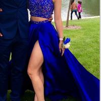 Two Piece Prom Dress, Long Prom Dress,  Royal Blue Prom Dress, Formal Evening Dress - Thumbnail 1