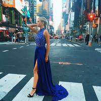 Two Piece Prom Dress, Long Prom Dress,  Royal Blue Prom Dress, Formal Evening Dress - Thumbnail 2