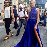 Two Piece Prom Dress, Long Prom Dress,  Royal Blue Prom Dress, Formal Evening Dress - Thumbnail 3
