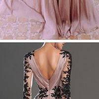 Blush Elegant Prom Dress Evening Dress A-line V-neck with Appliques Open Back Chiffon Prom Dresses Evening Dresses Party Dress - Thumbnail 1