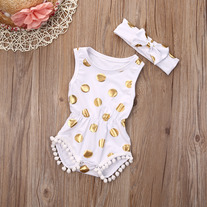 Polka Dot Romper and Bow Set in white - Thumbnail 1