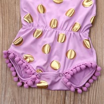 Polka Dot Romper and Bow Set in violet - Thumbnail 3