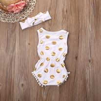 Polka Dot Romper and Bow Set in white - Thumbnail 4