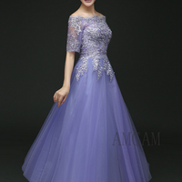 Light purple lace prom dress,formal dresses - Thumbnail 2