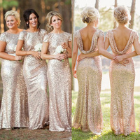 Sexy Prom Dress,Bridesmaid Dress,Gold Sequined prom dress,cheap bridesmaid dress - Thumbnail 1