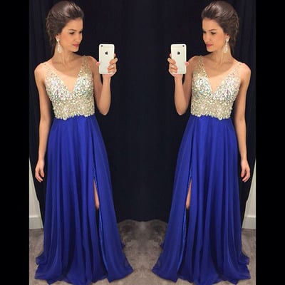 Charming prom dress,chiffon graduation dress,v-neck prom dress,sexylong evening dress