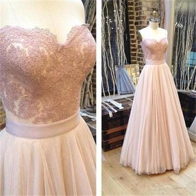 A-line  Sweetheart Tulle Prom Dresses, Charming Prom Dress,Lace Prom Evening Dresses,Long 2017 Prom Dress