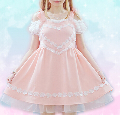Harajuku fashion  heart-shaped harness dress