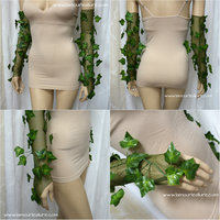 Poison Ivy Fingerless Mesh Gloves Dance Costume Rave Bra Halloween Burlesque Show Girl - Thumbnail 1