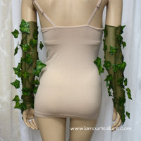 Poison Ivy Fingerless Mesh Gloves Dance Costume Rave Bra Halloween Burlesque Show Girl - Thumbnail 4