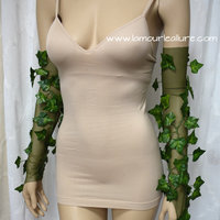 Poison Ivy Fingerless Mesh Gloves Dance Costume Rave Bra Halloween Burlesque Show Girl - Thumbnail 5