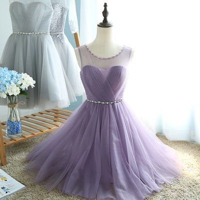 Cute bridesmaid dress,A-line tulle short prom dress,cheap 2017 dress