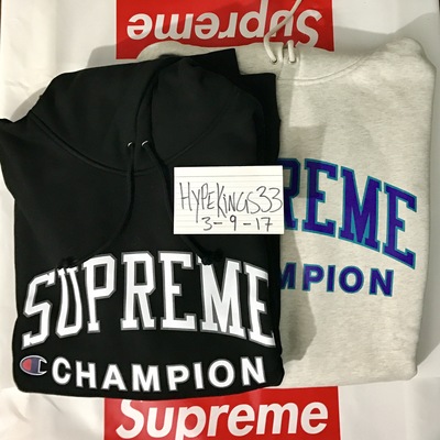 Supreme champion hooded sweatshirt // xl // black