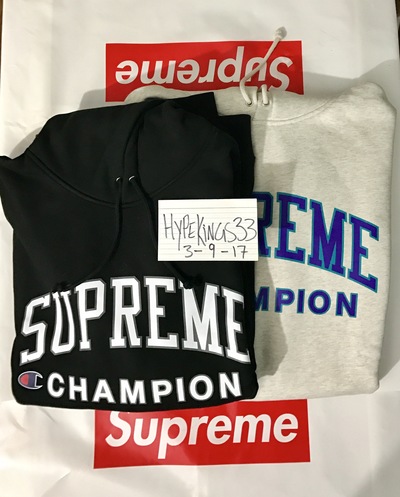 Supreme champion hooded sweatshirt // XL // BLACK