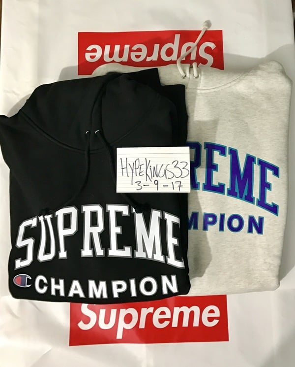 Supreme champion hooded sweatshirt // XL // BLACK
