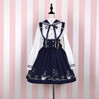 Harajuku Navy wind girl actress sea high waist dress - Thumbnail 1