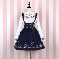Harajuku Navy wind girl actress sea high waist dress - Thumbnail 3