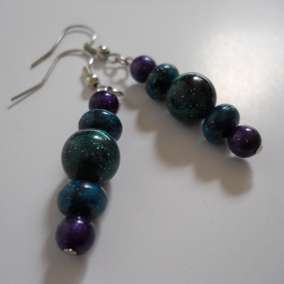 Forest and indigo bead earrings