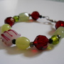 Cranberry and Mint Bead Bracelet - Thumbnail 1