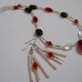 Red and Pink Bead Necklace and Earrings - Thumbnail 2