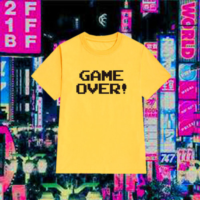 Free Shipping-GAME OVER TEE IN YELLOW