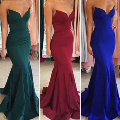 Strapless long prom dress, 2017 long prom dress ,formal evening dress ,bridesmaid dress,mermaid prom dress