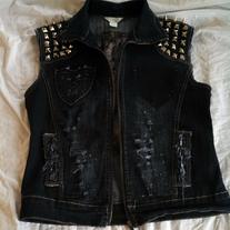 Distressed Cross Back Vest - Size Small