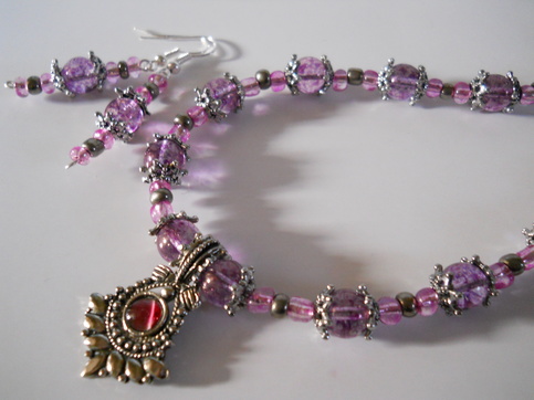 Amethyst Bead Necklace and Earrings