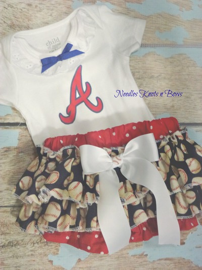 Girls Atlanta Braves Game Day Outfit, Baby Girls Coming Home Outfit, Girls Braves Baseball Bloomer Outfit