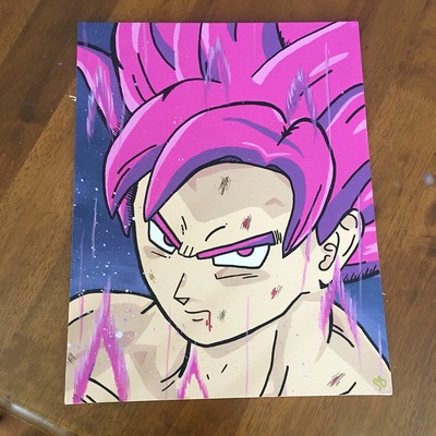 Super saiyan god goku painting