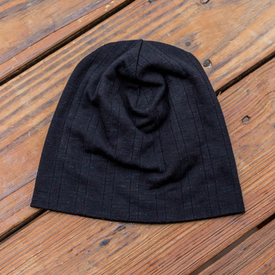 Double Layer Slouchy Beanie - Black