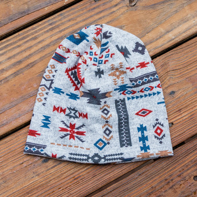 Double layer slouchy beanie - aztec