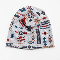 Double Layer Slouchy Beanie - Aztec - Thumbnail 1