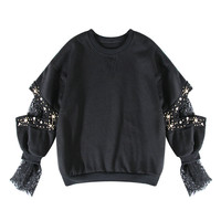 Spring Beading Lantern Sleeve Pullover - Thumbnail 1