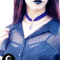 Velvet purple choker with crystal point - Thumbnail 2