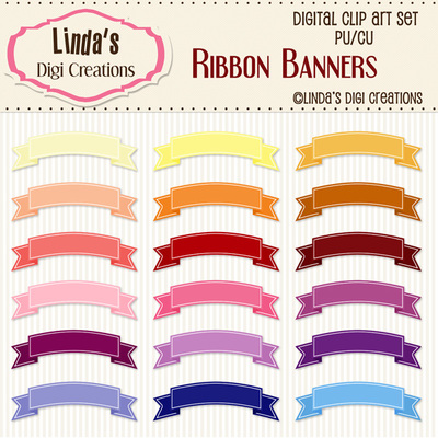 Ribbon banners (clipart set) - Thumbnail 1