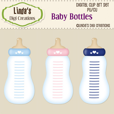 Baby bottles (clip art set)