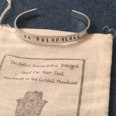 "be relentless" hand stamped bracelet 
