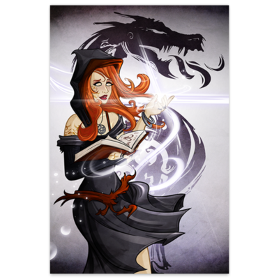 Destined legends "vega, dark sorceress" - limited art print - by denis caron